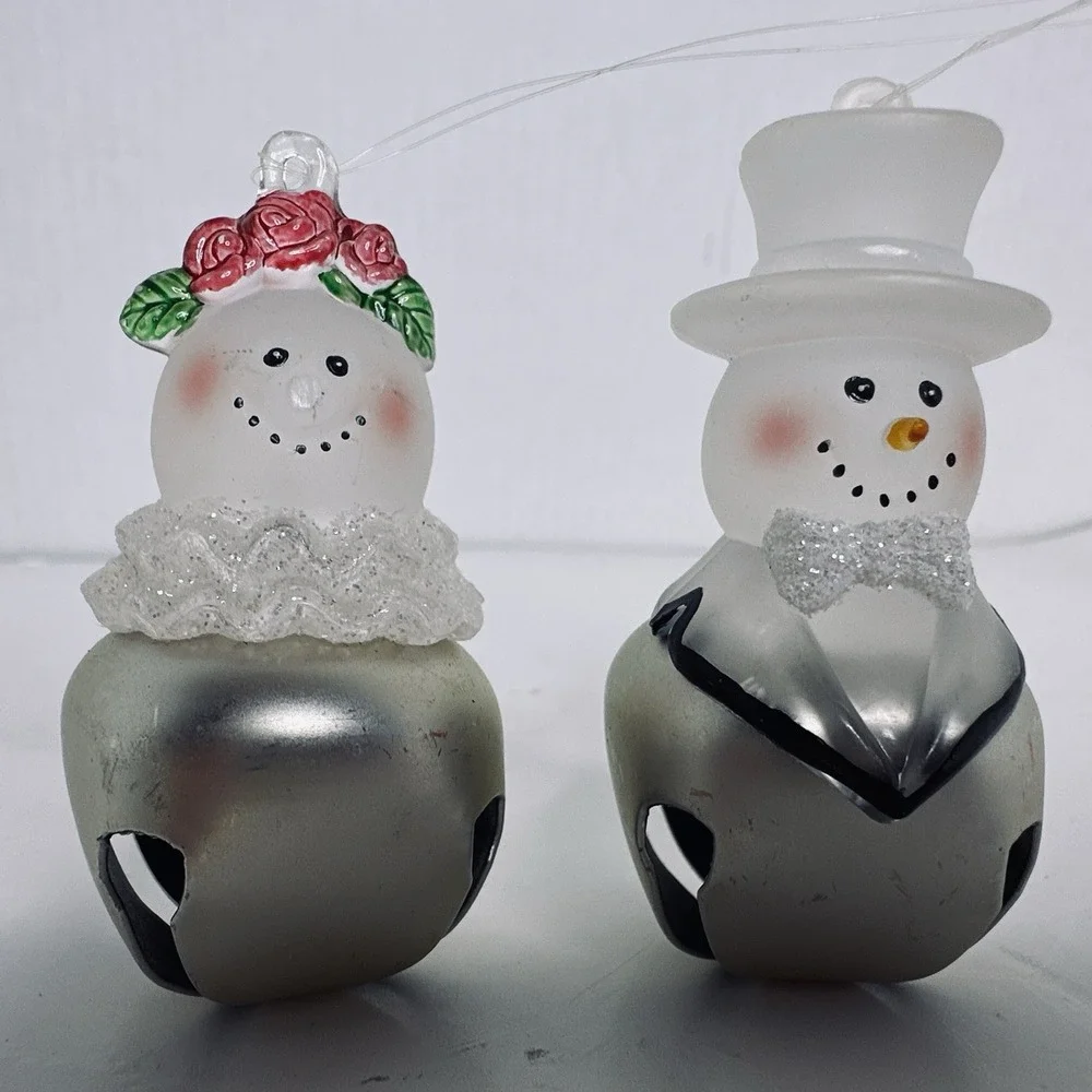 Snowman bride‎ & groom jingle buddies ornament 2 1/2